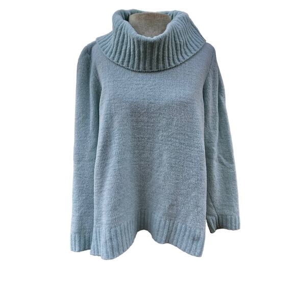 Vintage 2000s Teal Style & Co Size Medium Pastel Cowl Neck Sweater - Picture 1 of 4